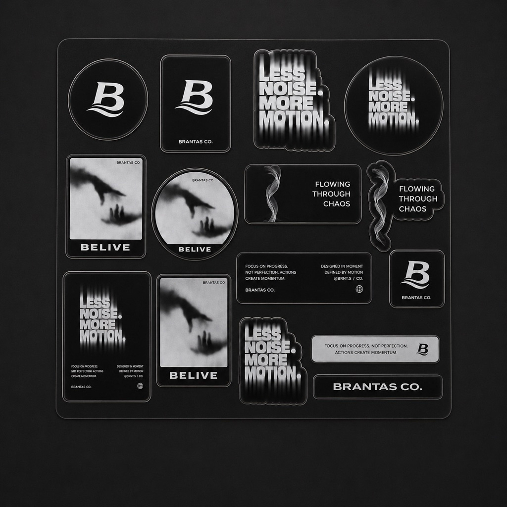 BRANTAS CO. STICKER PACK | Waterproof Aesthetic Bontax Sticker Set Hitam Putih