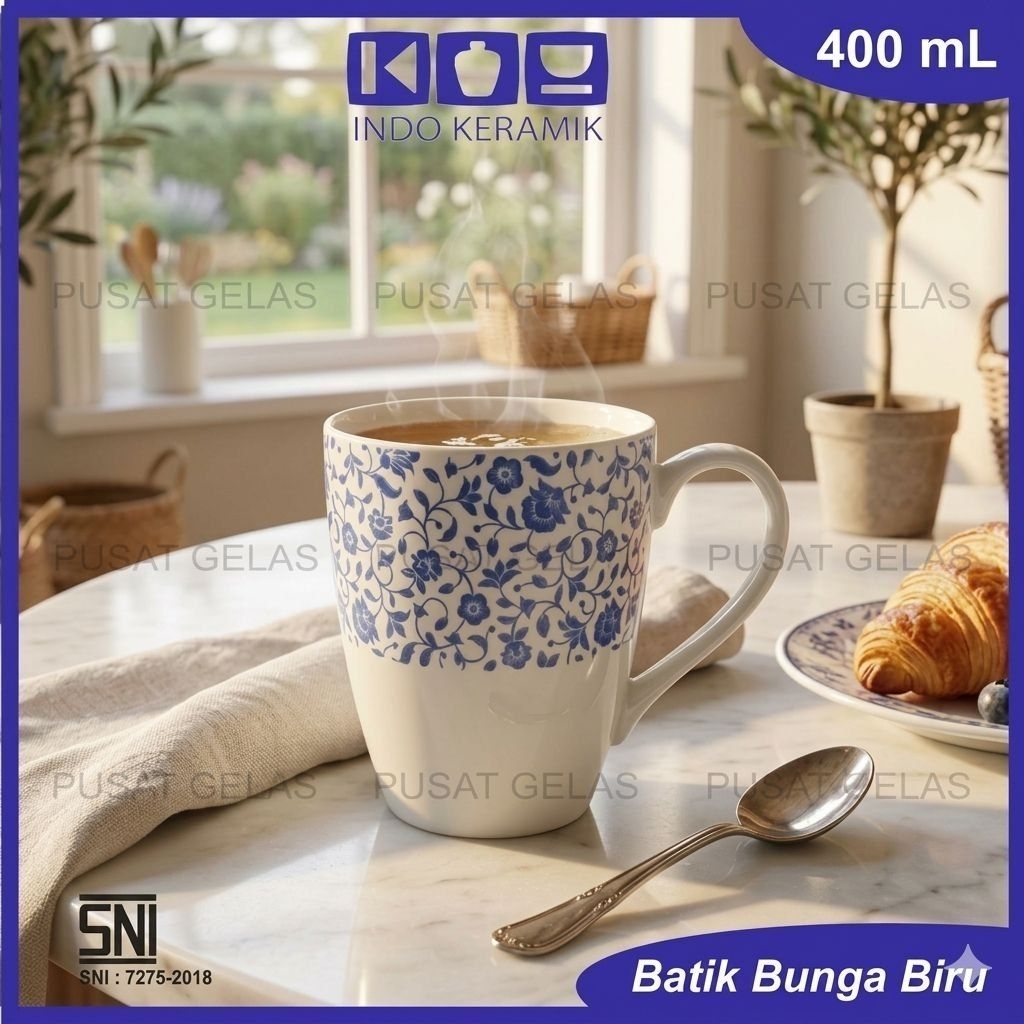 INDOKERAMIK Coffee Mug Porcelain/Mug Kopi Keramik/Breakfast Tea Mug Porcelain/Mug Kopi Latte/Mug Por