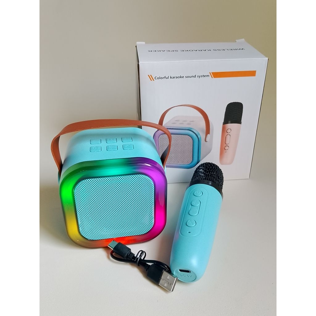 Speaker K12 1 Mic Wireless Musik Bok Karaoke Portabel dengan Kualitas Suara Memuaskan untuk Hiburan 