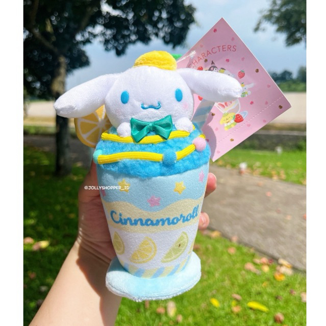 [READY STOCK] Sanrio JAPAN Parfait Series Cinnamoroll plush mascot holder with lemon yellow hat
