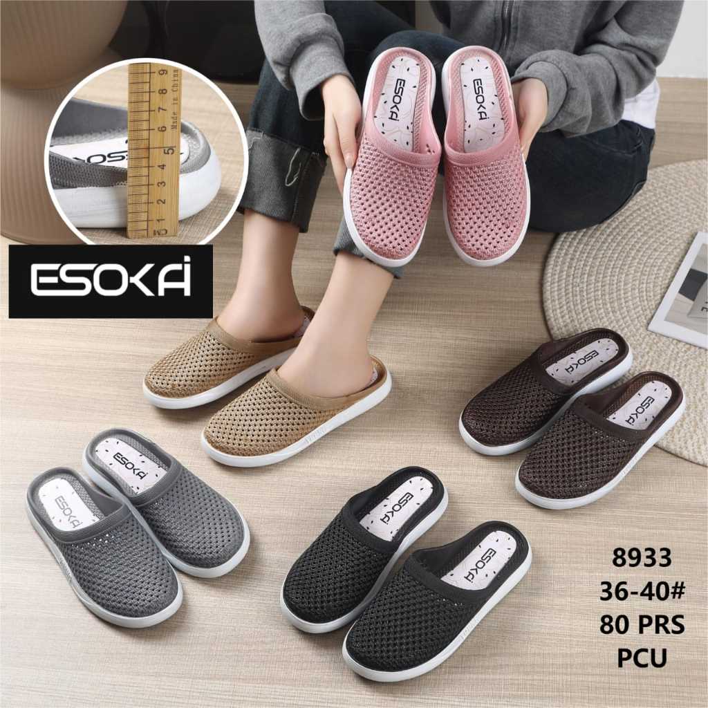 Sandal Sepatu Slop Jaring Wanita Import ESOKAI 9038 atau Morego 9038 Dan ESOKAI 8933