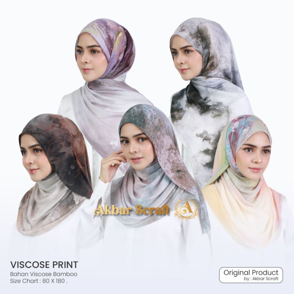 [Grosir/5Pcs]Annisa Hijab- Pashmina Viscose Printed Akbar Motif Premium