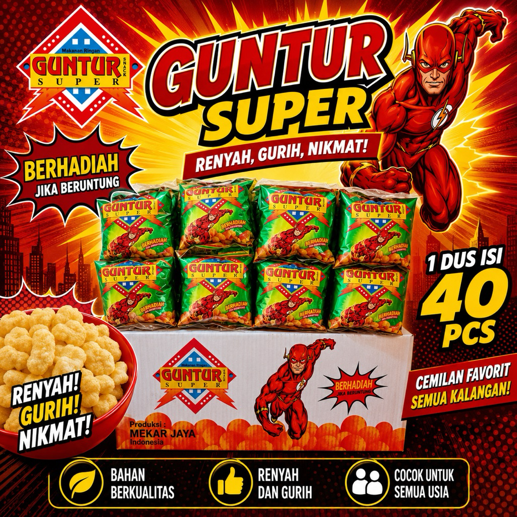 Snack Chiki Ciki GUNTUR Berhadiah Uang Bila Beruntung / Jajanan GUNTUR Murah / Snack Berhadiah Uang 