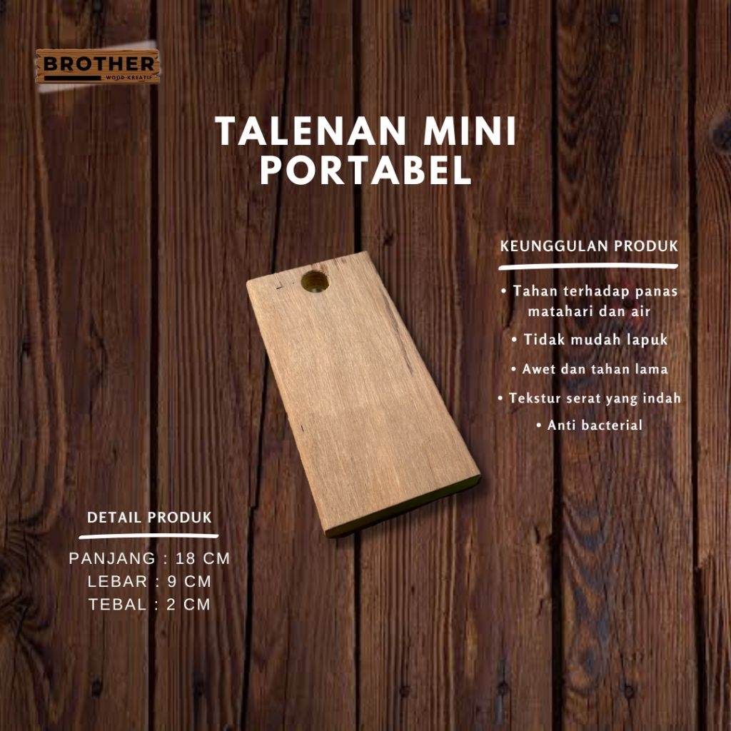Talenan kayu mini portabel