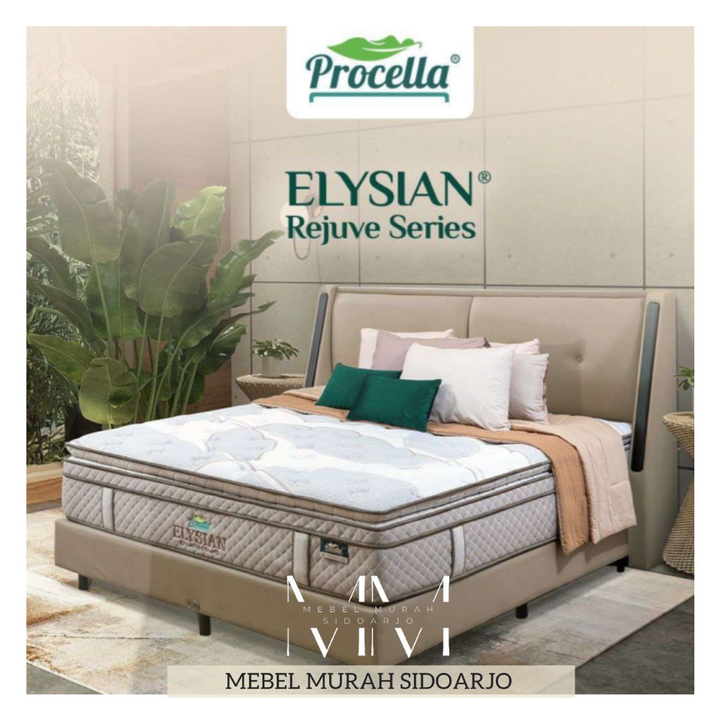 Kasur Springbed Procella Elysian Pocket Plushtop Pillowtop REJUVE SERIES  with memory foam plus resp