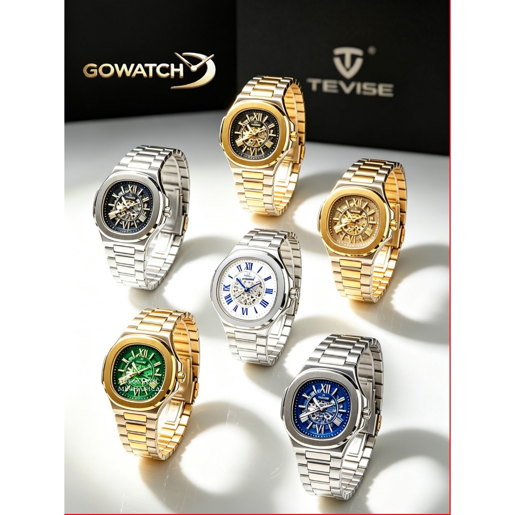 TEVISE Jam Otomatis Terbaru Cowok Original Automatic Baja (W2-007-T01)