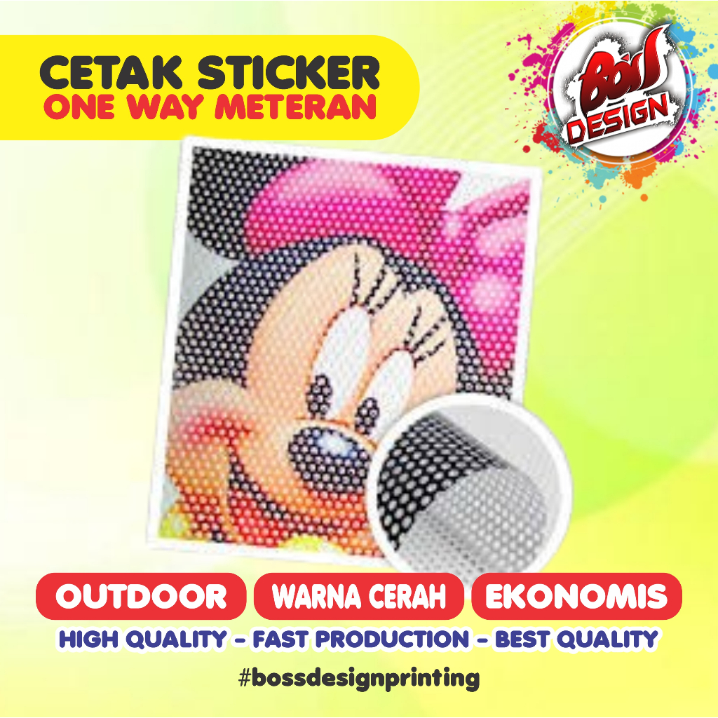 Cetak Sticker One Way Untuk Kaca | Sticker One Way Kaca Mobil Ruko Kantor | High Quality Printing | 