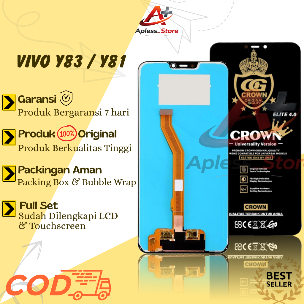 LCD TOUCHSCREEN VIVO Y83/Y81/1802/1808 COMPLETE ORIGINAL BIG GLASS FULLSET / LCD VIVO Y81 / LCD VIVO