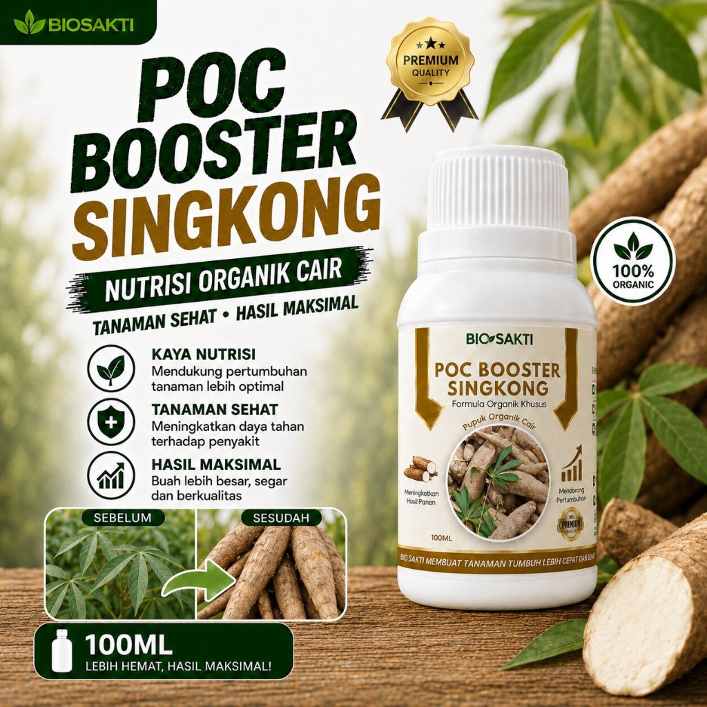POC BOOSTER SINGKONG 100ml - PUPUK BOOSTER - PELEBAT, PERANGSANG AKAR, PEMACU PERTUMBUHAN - 100% ORG