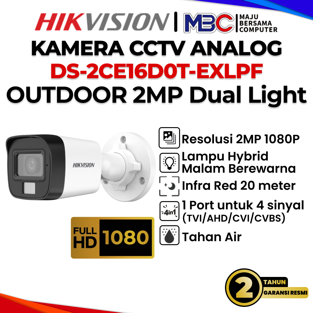 CCTV Analog HikVision 2MP Indoor Dual Light DS-2CE16D0T-EXLPF 2CE16DOT - CCTV Analog HikVision 2MP