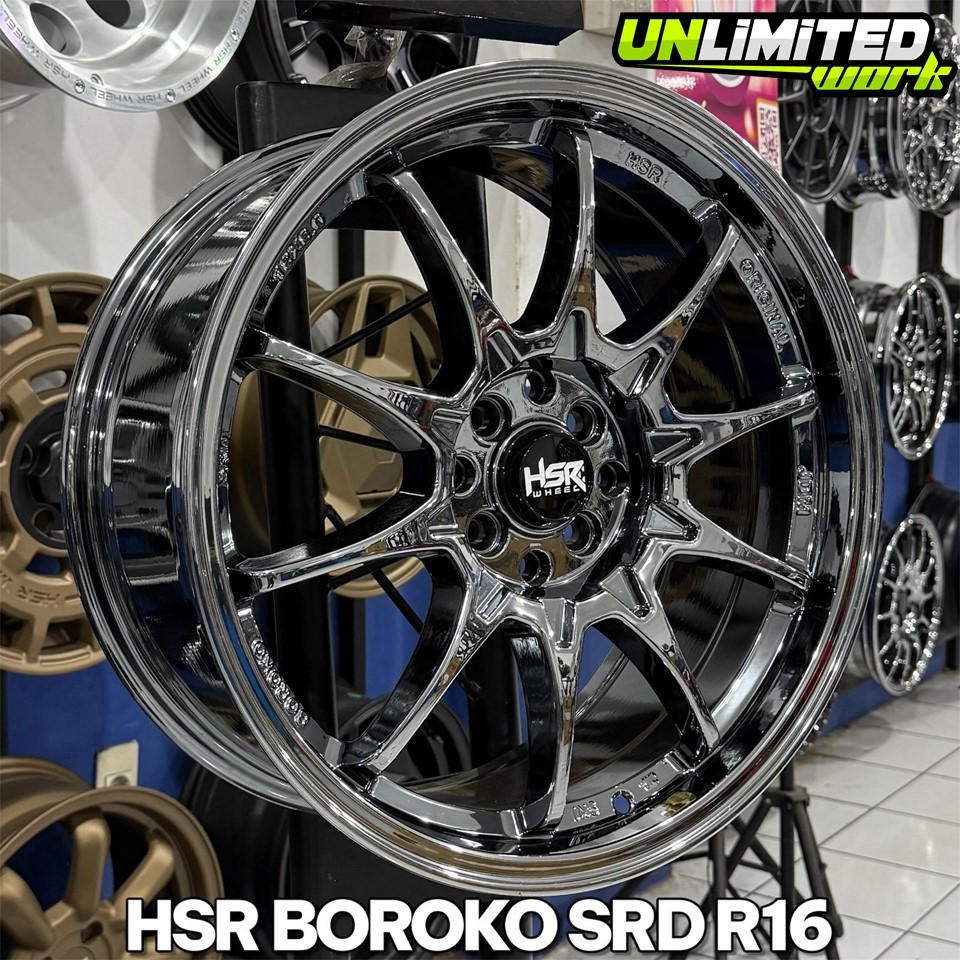 Velg Black Chrome HSR Boroko SRD R16 Model CE28 Velg Mobil Fronx City Baleno Yaris Jazz Avanza Brio