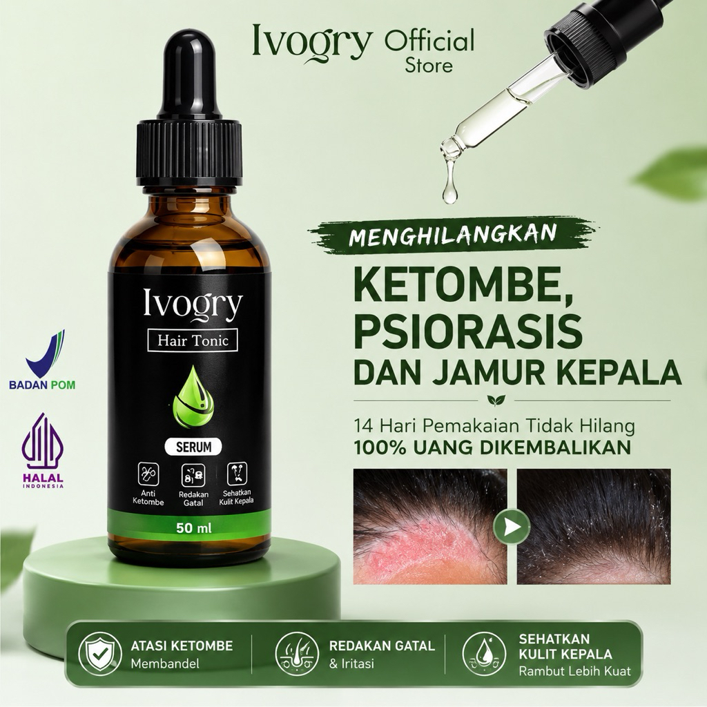 Serum Anti Ketombe Ampuh & Obat Ketombe Parah - Bantu Redakan Gatal & Kulit Kepala Berkerak - BPO