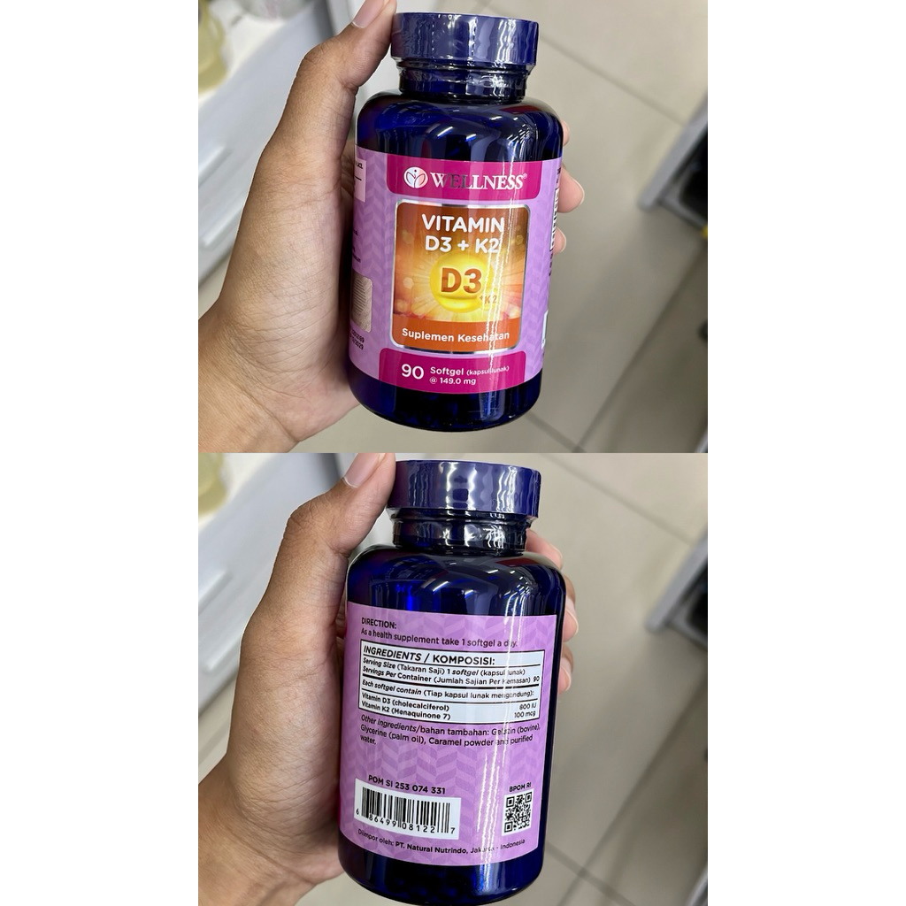 Wellness Vit D3+K2 Softgel @90