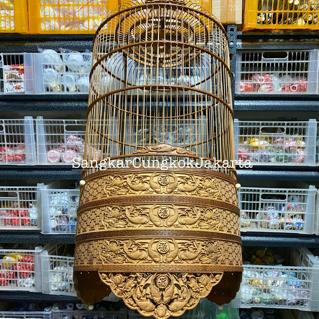 Sangkar Cungkok D36 Branjangan Lark 2D Full Ukir Sabuk Susun 3 Ori Vietnam