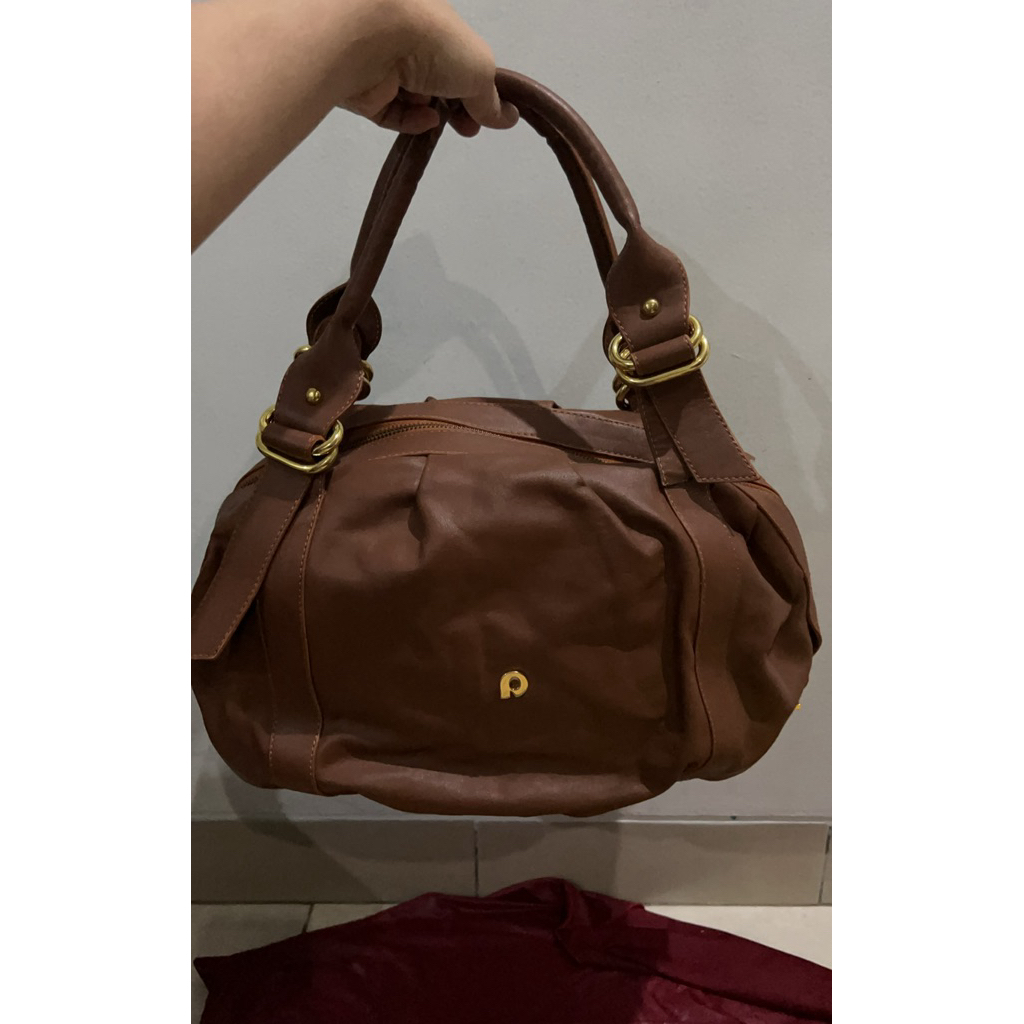 tas papillon leather’s kulit original hand bag or shoulder coklat mulus new with tag