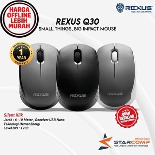 Mouse Wireless Rexus Q30 - Silent Click, Hitam Abu-abu