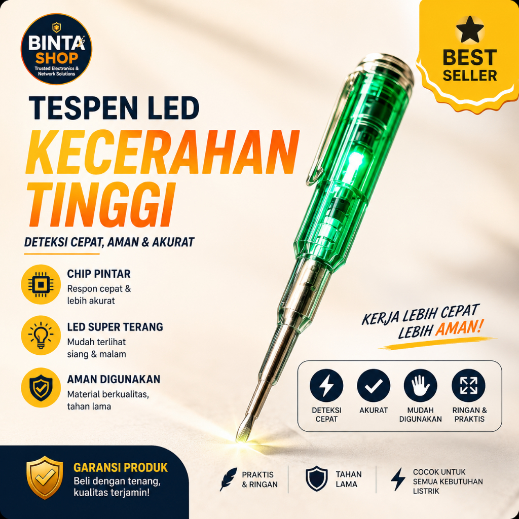 OBENG TESPEN LISTRIK | TESPEN CEK KABEL PUTUS | TESPEN DC | Obeng tespen AC DC | Tespen Lampu Led
