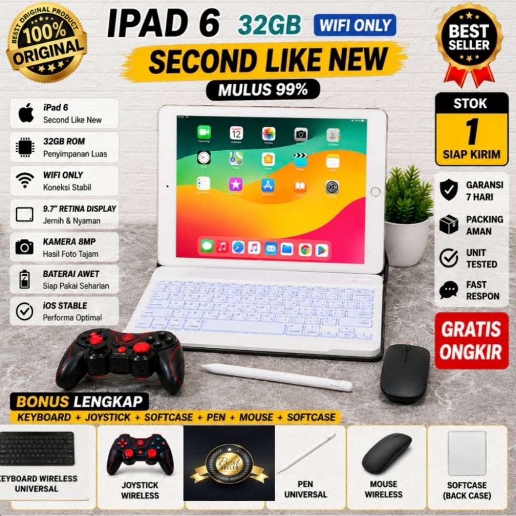 IPAD 6/32GB | BONUS KEYBOARD WIRELES | SECOND LIKE NEW ORI APPLE MULUS NO MINUS