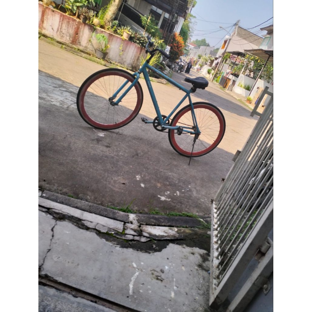 Capria - Sepeda Fixie Torpedo Biru stang Risebar second