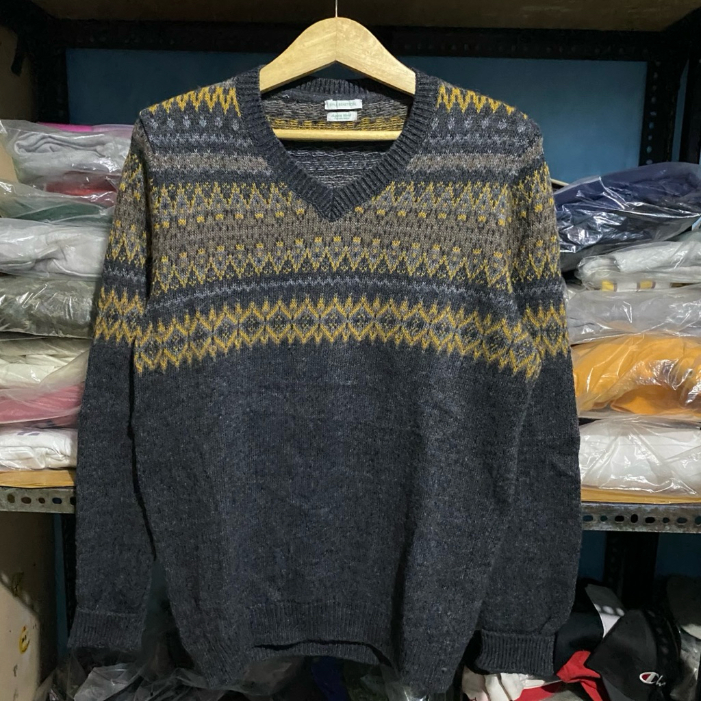 Stile Benetton Alpaca Blend V Knit Grey Size 66x53