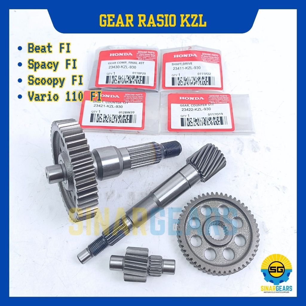 Gear Rasio Set Original Honda KZL Gigi Rasio Beat FI Scoopy Spacy Vario 110 FI Gearbox Transmisi Gar