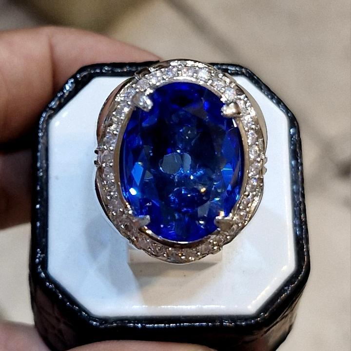 batu cincin permata royal blue saphire top quality mewah