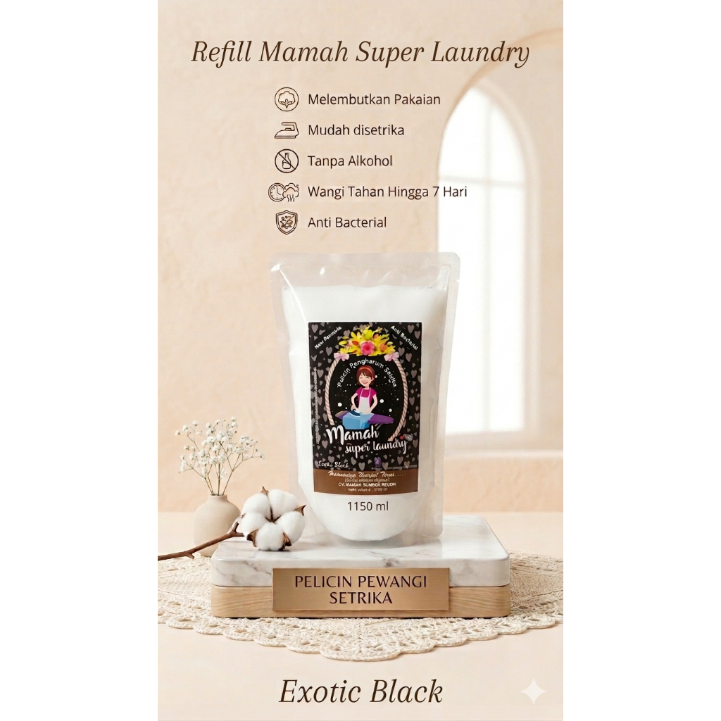(REFILL/POUCH) EXOTIC BLACK Pewangi Setrika MAMAH SUPER LAUNDRY | Pewangi Laundry | Parfum Setrika