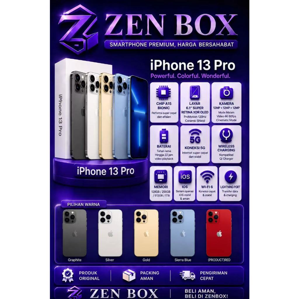 IP 13 Pro Second inter 128GB/256GB Original Bergaransi
