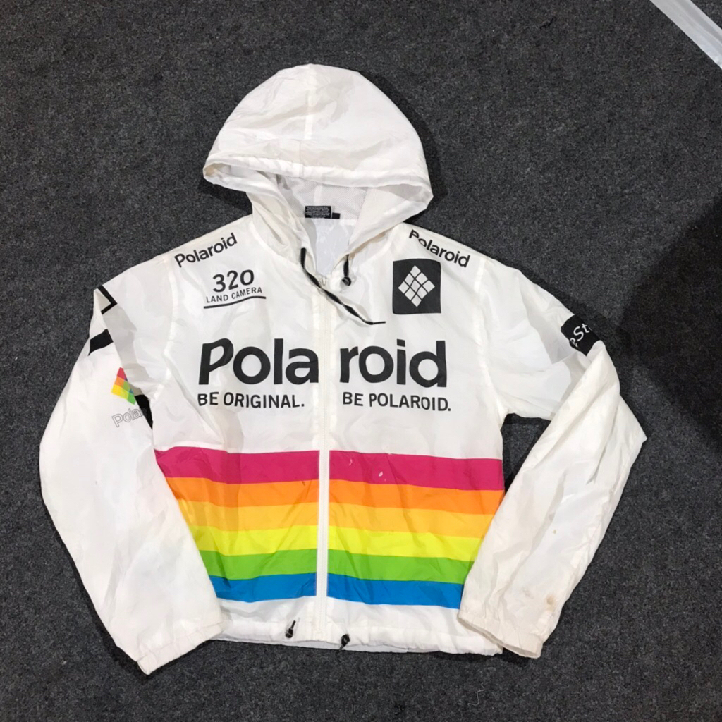 Polaroid Full print iconic Pantone rainbow stipe  Polyester hoodie jacket  Size M