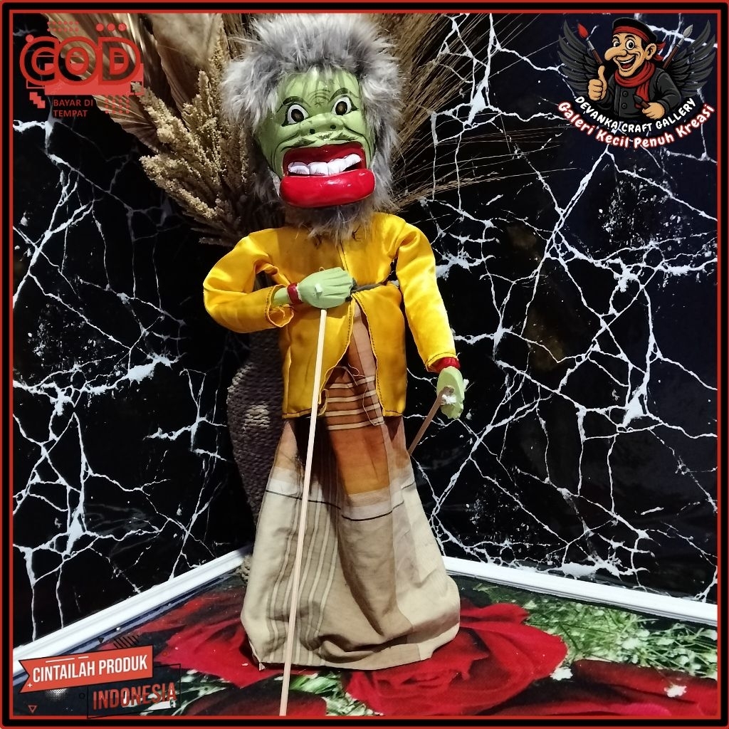 Wayang Golek Buta Calawak Ableh Bisa Buka Tutup Mulut | Handmade Khas Sunda Tinggi 50-55cm