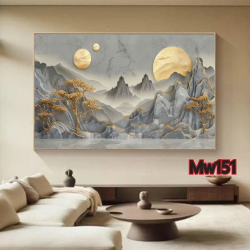Dekorasi Dinding Wallpaper Stiker Pemandangan Pegunungan Estetik - Stiker Panorama Pohon Bonsai 3d