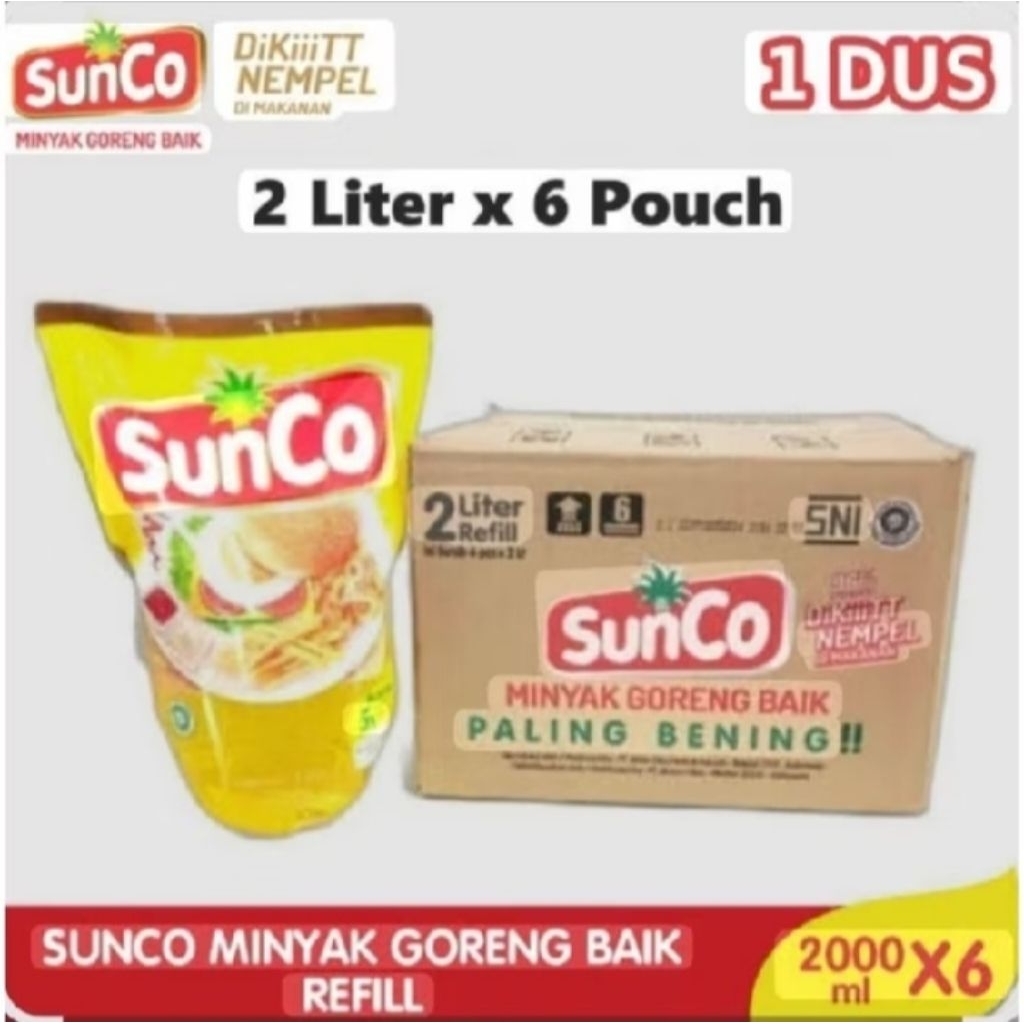 MINYAK GORENG SUNCO 1 LITER 1 DUS 2L X 6 PCS