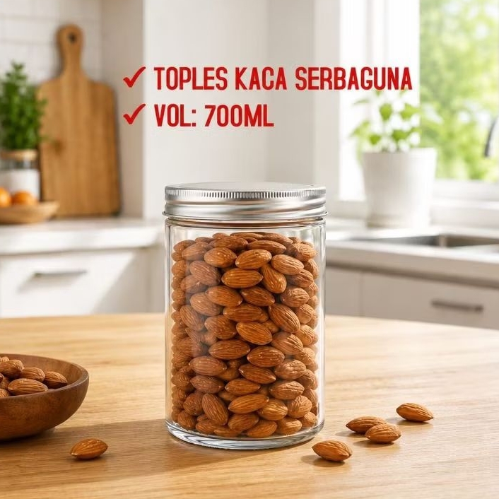 Toples KACA SERBAGUNA 750ml/ Toples Kaca Kacang Kue Kering Nastar ST750