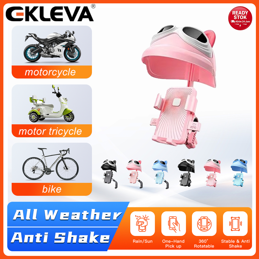 EKLEVA Holder HP Motor Helm Mini Anti Panas & Hujan Dudukan Ponsel Sepeda Listrik Anti Guncang 360 D