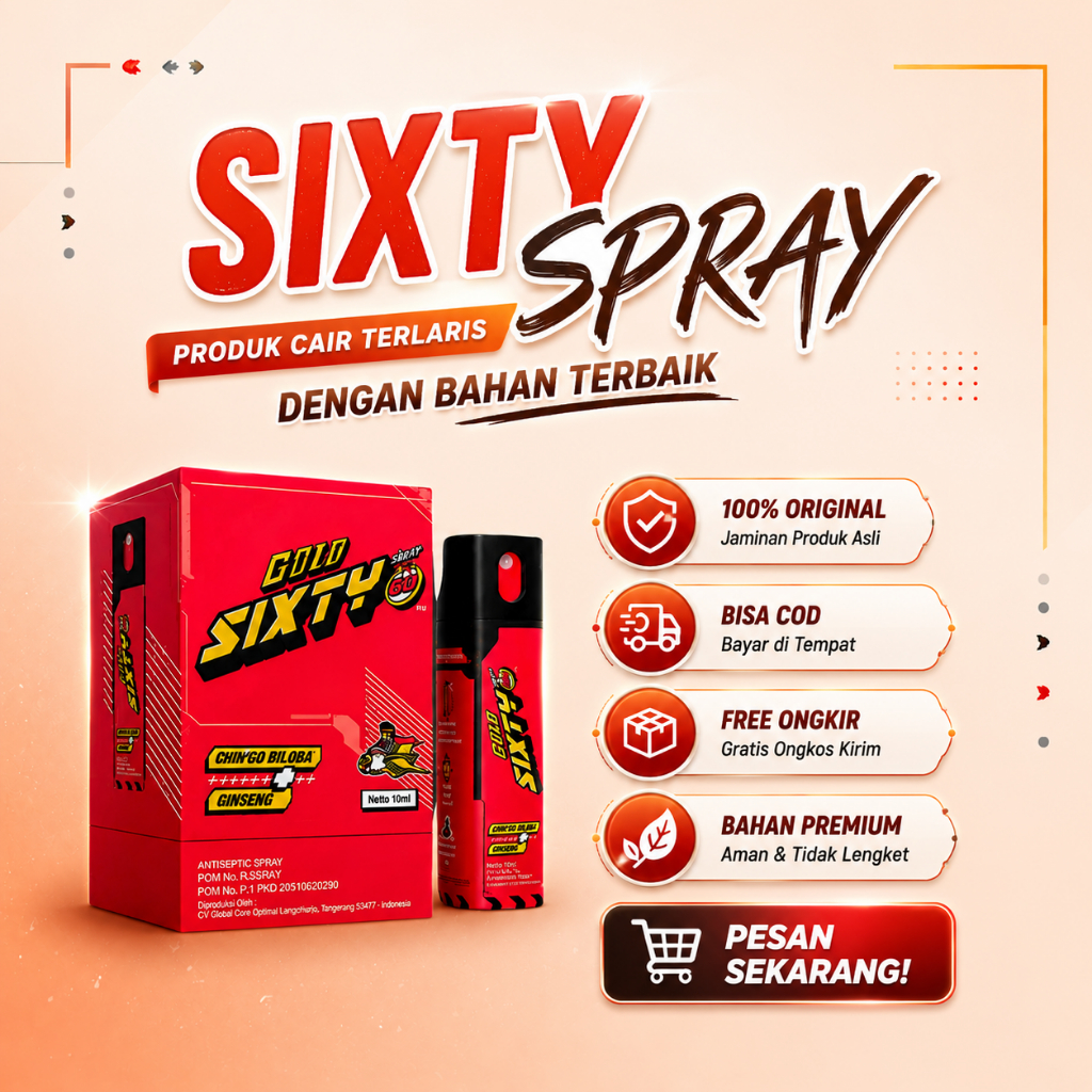 Golo Sixty Spray Golo Ginseng 10ml Cocoa Wangi Alami Original BPOM