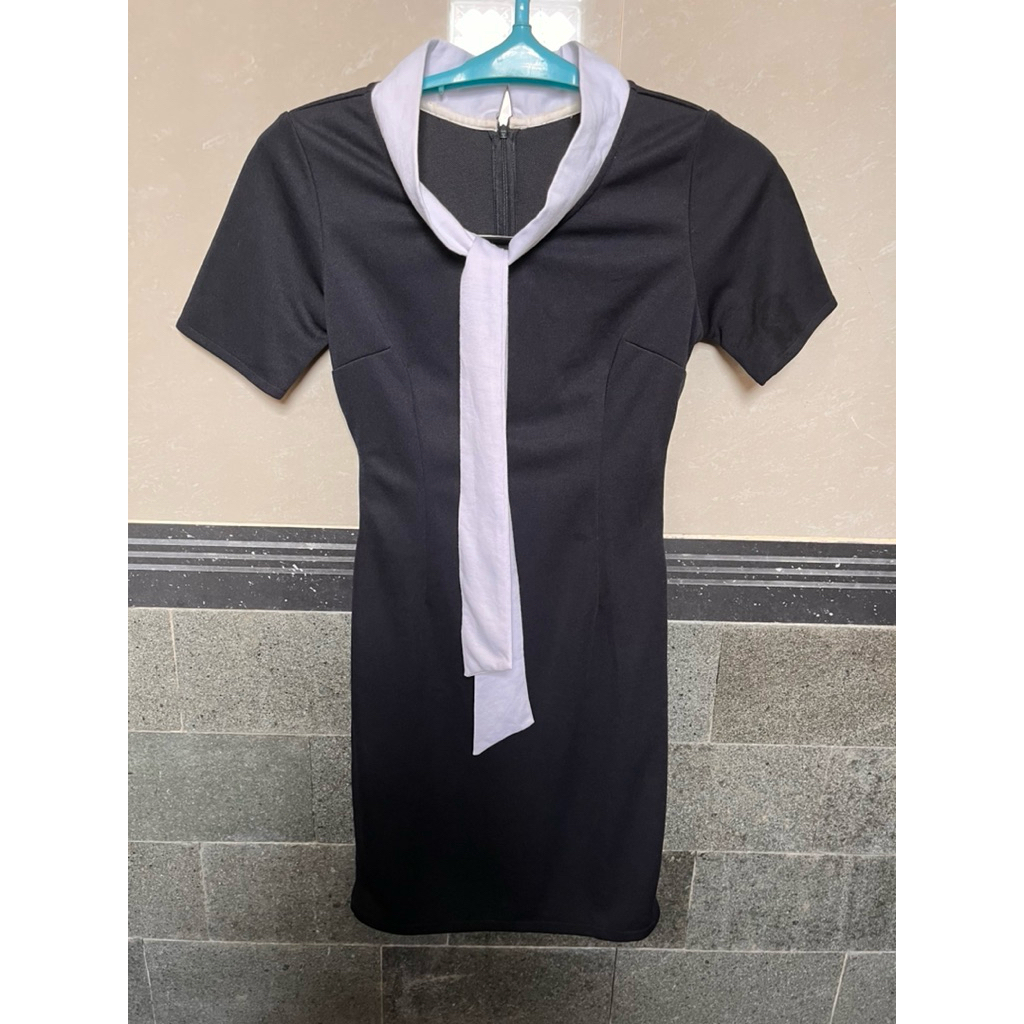 Preloved dress hitam pita hitam putih dress mini