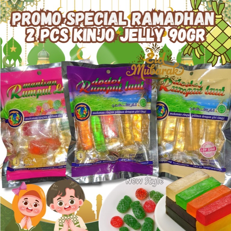 [ PROMO SPECIAL ] KINJO JELLY DODOL & MANISAN RUMPUT LAUT KEMASAN JUMBO 90GR x 2pcs  / DODOL RUMPUT 