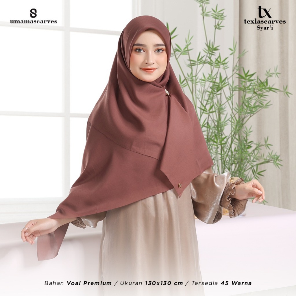 Hijab Polos Plain Scarf Syar'i by Texla Scarves by Umama 130x130cm