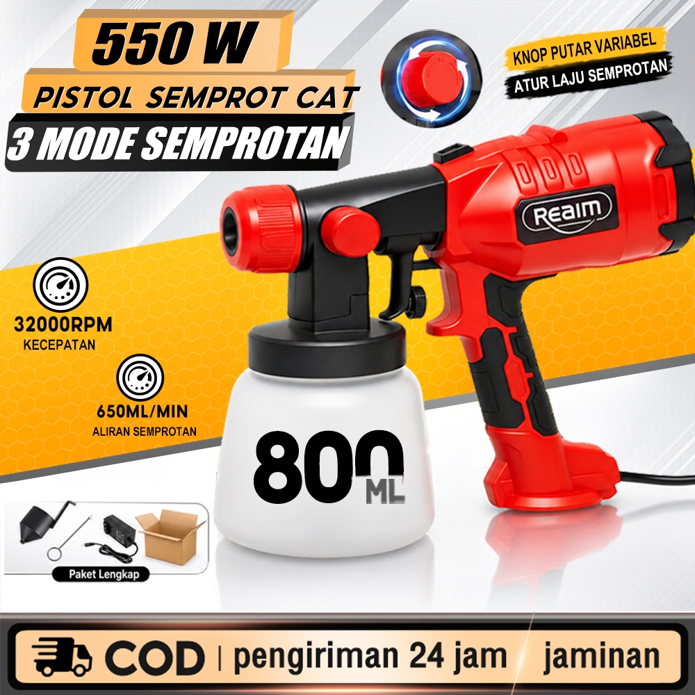 REAIM spraygun cat semprot listrik 1200ML Motor tembaga murni Electric Spray Gun kompresor listrik