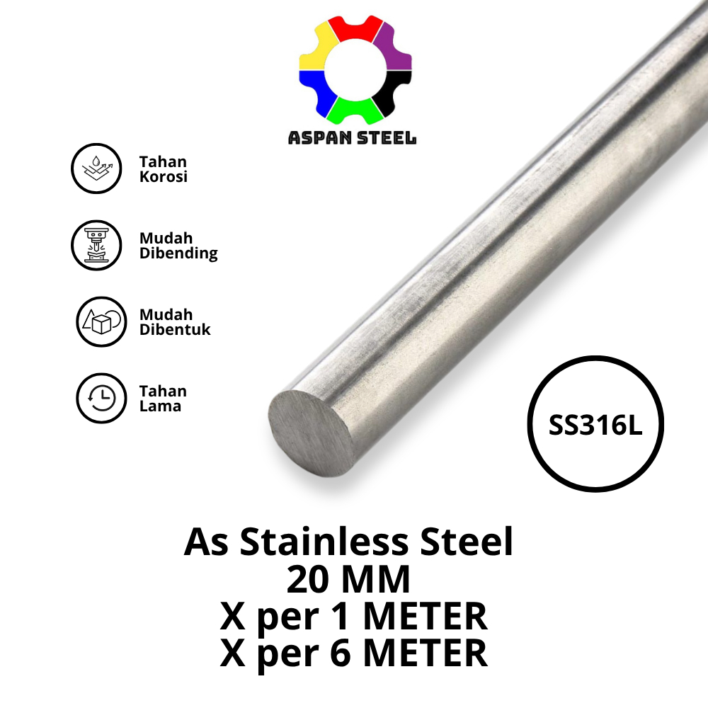 As 20 mm stainless steel 316