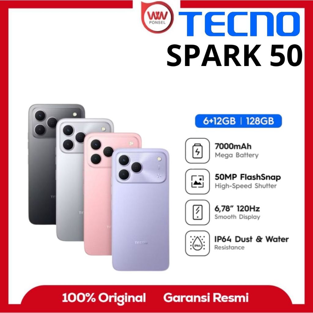 Hp Tecno Spark 50 Ram 6GB Internal 128GB Garansi Resmi