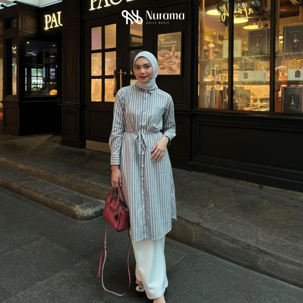 Akleema Salur Long Tunik Katun Dan Rayon Stripes Tali Adjustable - P02 SLR