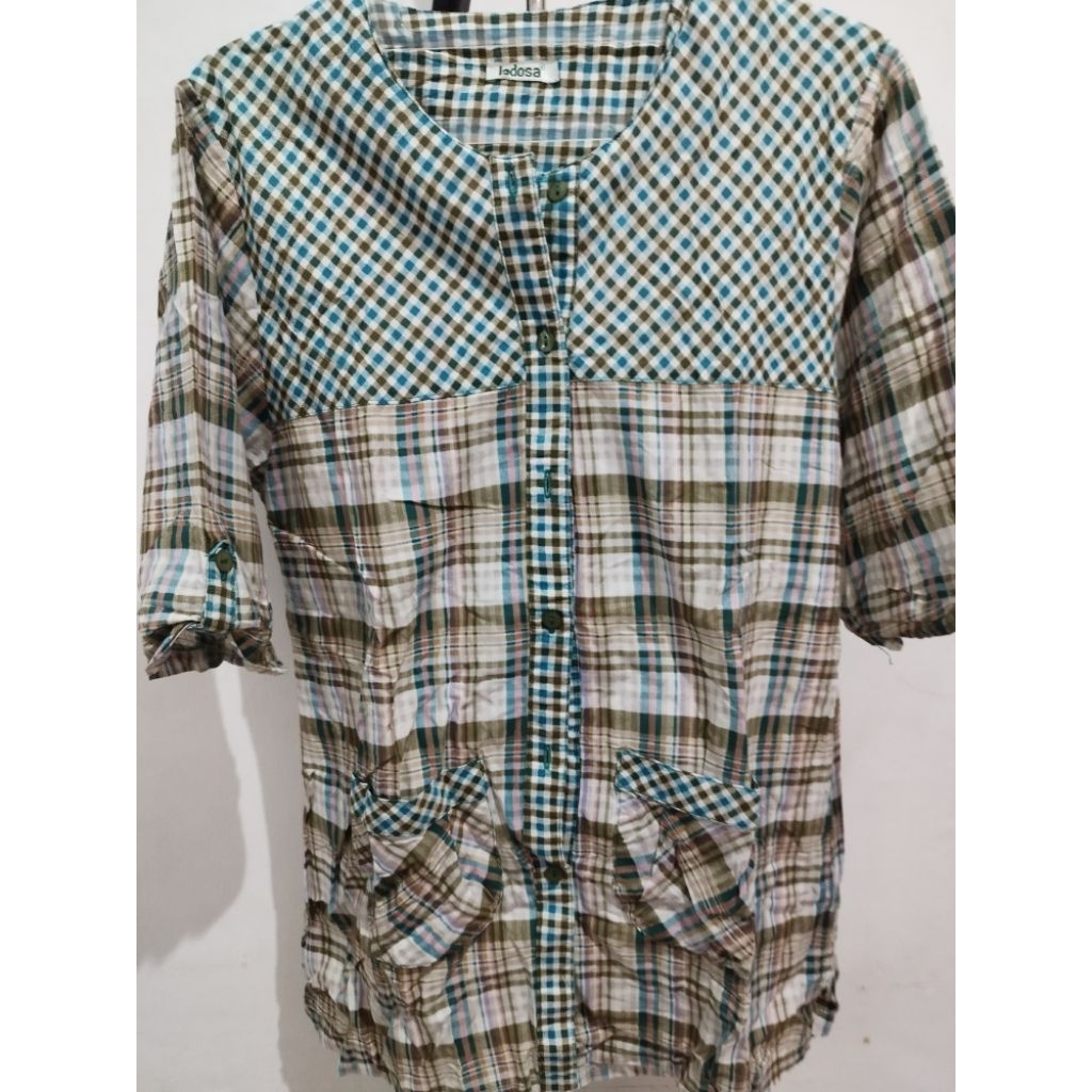 Kemaja toska kotak-kotak ladosa (preloved)