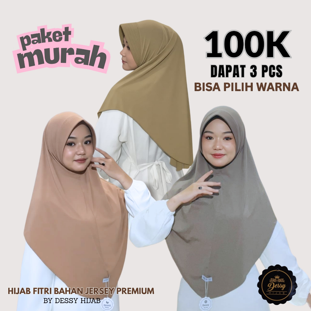 PAKET HEMAT 3PCS - PAKET MURAH HIJAB / BERGO FITRI 3PCS - Hijab Instan terbaru kekinian/Jilbab Bergo