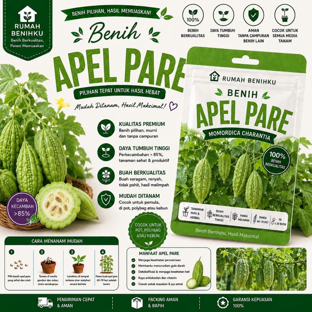 Benih Bibit apel Pare Putih HIGH MOON - Bibit Tanaman Sayur Sayuran Pare Paria Unik Pare Raden Gamba