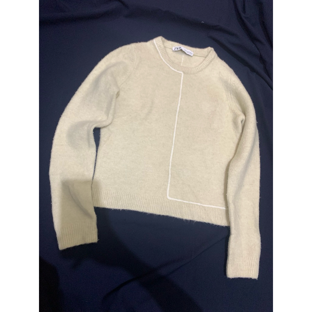 preloved zara sweater knit broken white