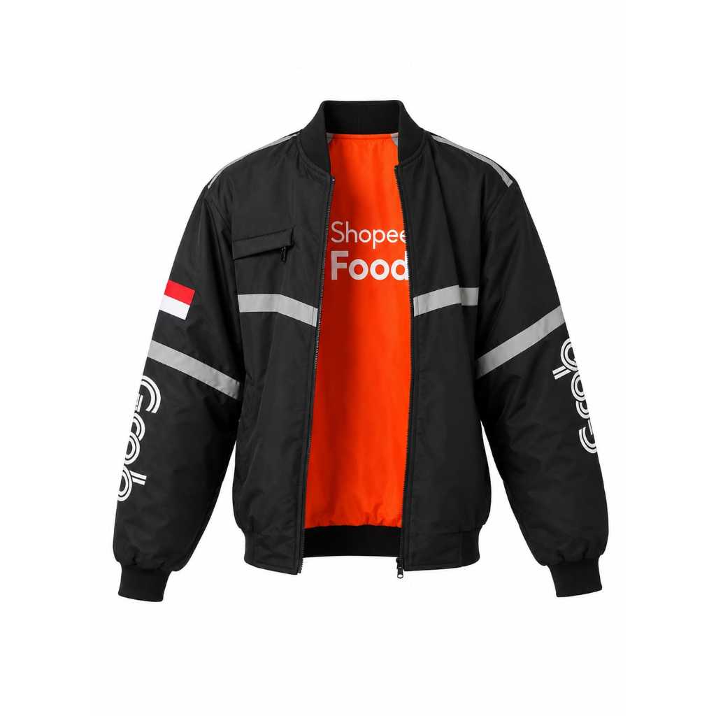Jaket Bomber Driver Ojol BB Bulak balik shopee food & ojol grb hitam desain elegan bahan tebal