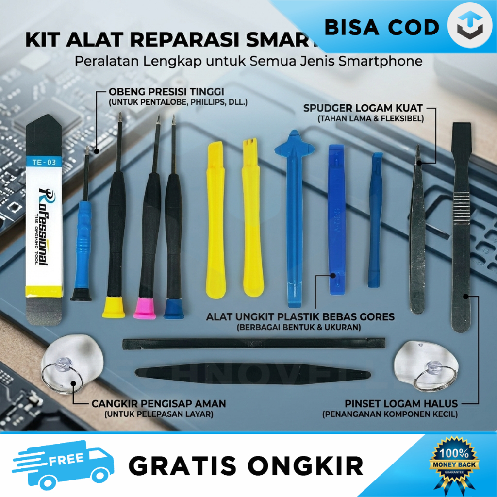 PERAWATAN PERANGKAT REPARASI GADGET SET LENGKAP MULTIFUNGSI PRESISI DETAIL KOMPONEN KECIL KEBUTUHAN 