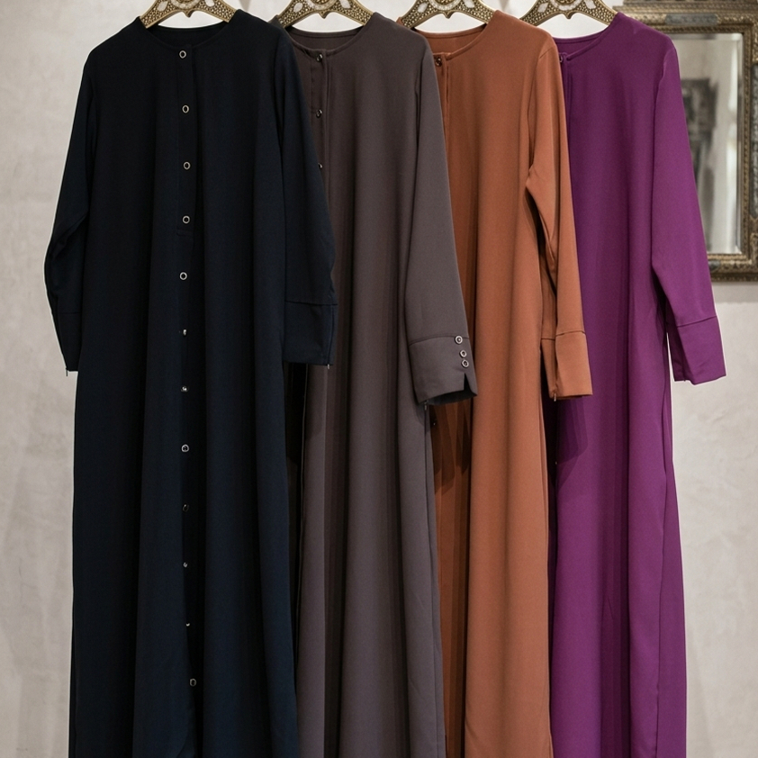 Aisyara Official - Saidah Dress Muslimah with Button Simple Timeless
