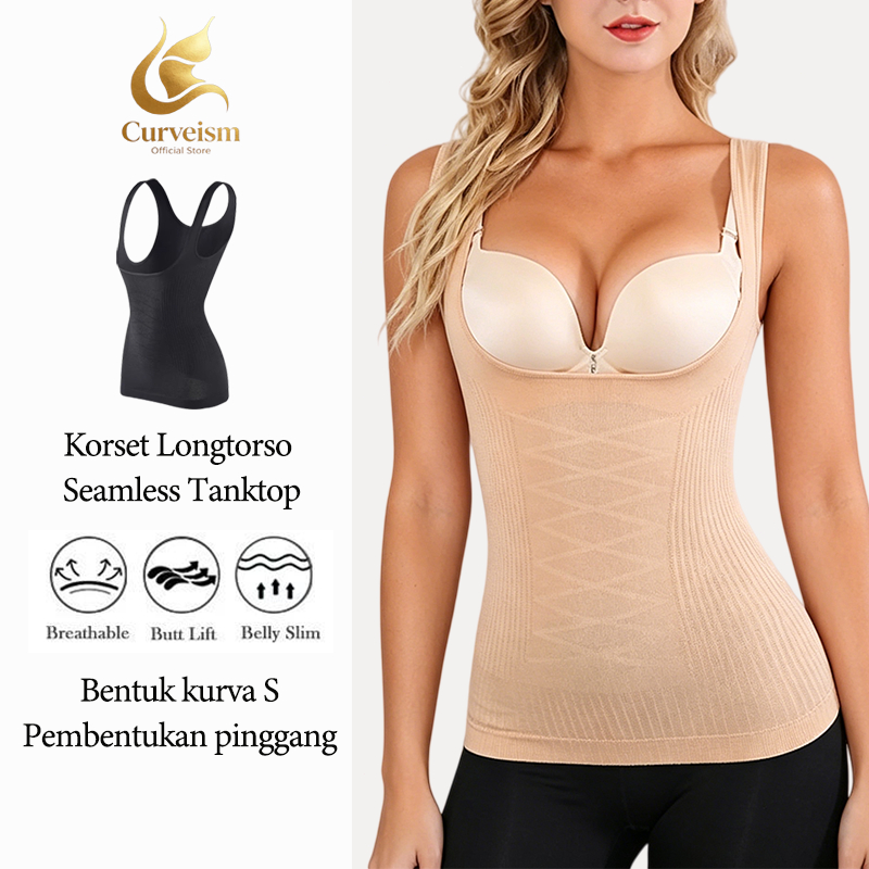 Korset Longtorso Seamless Tanktop Bra Dalaman Kebaya Korset Pengecil Perut Buncit wanita Korset Brea